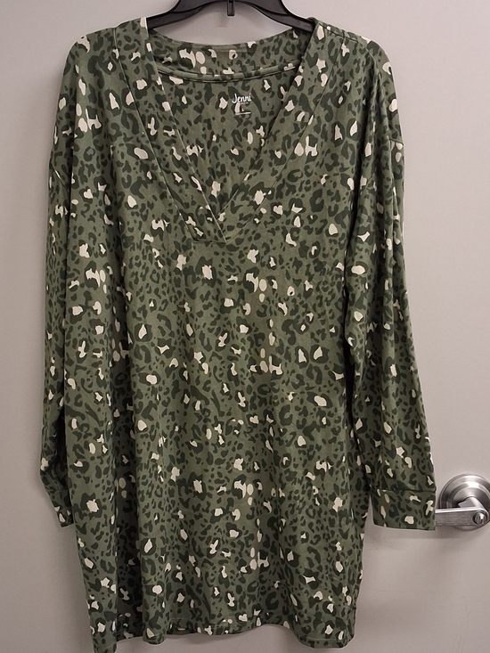 Jenni Other - Jenni intimates Olive Green Leopard Print V-Neck Tunic nightshirt. NWOT L
